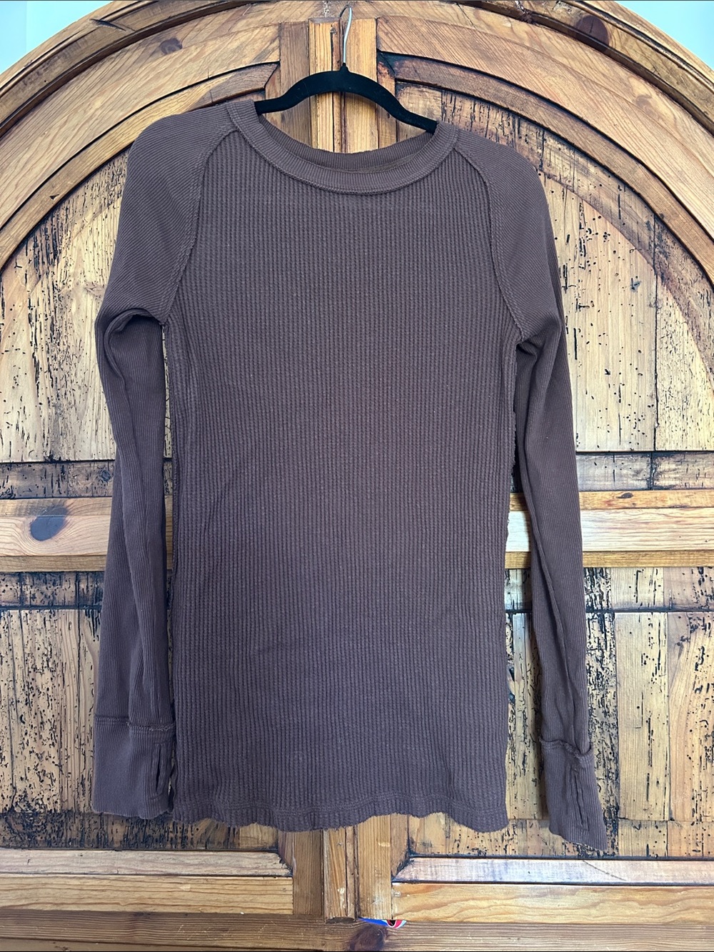 Free People Care Honey B Crewneck Thermal Brown Waffle Knit - Picture 9 of 13